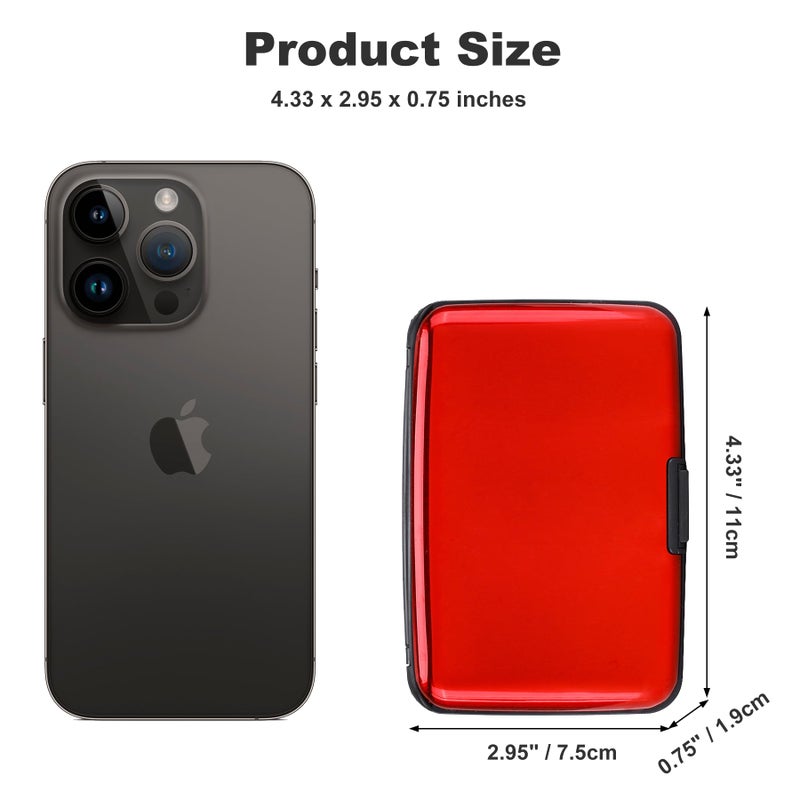 ELFISH Mini RFID Aluminum Wallet Credit Cards Holder Business Card Case Metal ID Case for Men Women (Red) - Image 4